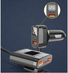 Awei C-853 Dual-Output USB and Type-C Car Charger Fast Charging Quick Charge With Led Indicator