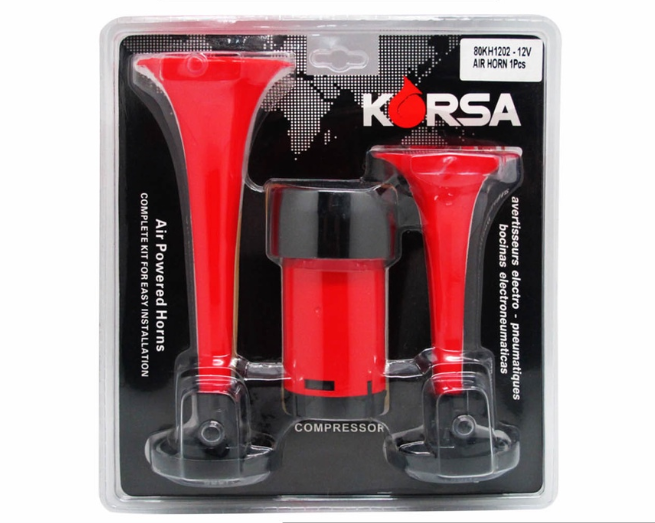 Korsa 80KH1202-12V Air Powered Twin Horn (Red)