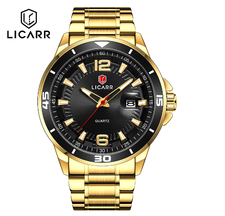 LICARR Brand Luxury Men's Watches Fashion Stainless Steel Waterproof Casual Quartz Business Wrist Watch 9525 02