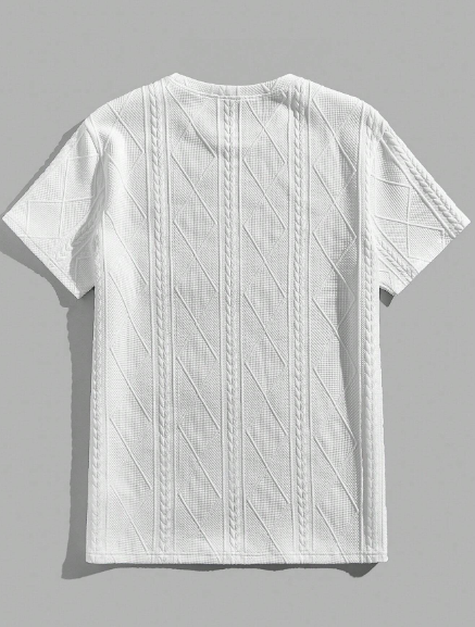 Manfinity Vacaylife Men's Fashionable Breathable Summer Beach T-Shirt, Lightweight Coconut Tree Print Knit Casual Tee For Surfing And Vacation, White