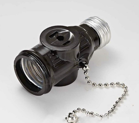 E27 lamp socket With chain and 2 socket color black or white