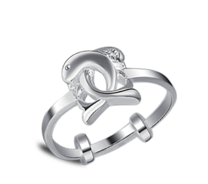 Italy Sterling Silver Dolphin Child Adjustable Ring