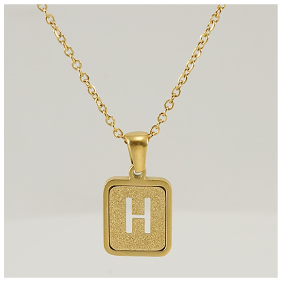 Fashionable 18K Stainless Steel Hollowed Out 26 Capital Letters Necklace for Womens Titanium Steel Letter Pendant Collarbone Chain H
