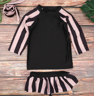 New Models Girl Two Piece Swimsuit Baby Children Swimwear Girl Stripe Swim Dress