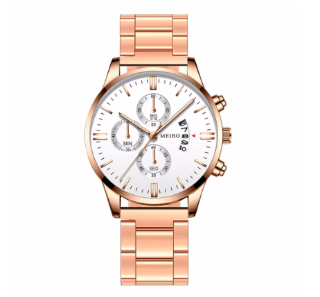 Men Stainless Steel Business Watch With Calendar Luxury Men Sport Watch Quartz Clock MEIBO Watch 002