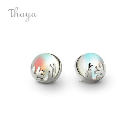 Thaya 925 Sterling Silver Aurora Forest Stud Earrings Fine Jewelry