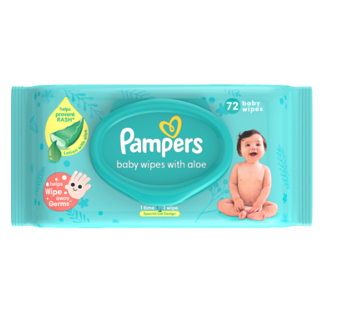 Pampers Baby Wipes with Aloe 72s