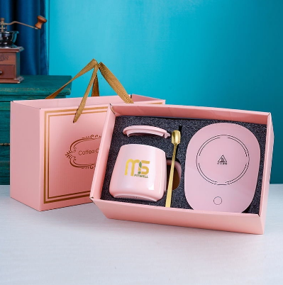 Y2 Lucky Ceramic Coffee Cup With Automatic Heating Pad 55°c Coffee Warmer Temperature Gift For Famil