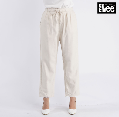 Stylistic Mr. Lee Ladies Basic Non-Denim Drawstring Trouser Pants for Women 138910-U Off White