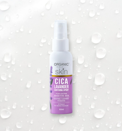 Organic Skin Japan Cica Lavander Soothing Spray 60ML Face Mist Spray Bottle with Lavender Scent