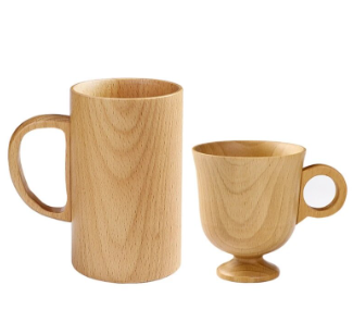 Wooden Coffee Mugs with Handle for Men Women Camping Cup Wood Travel Coffee Mugs Craft Tankard