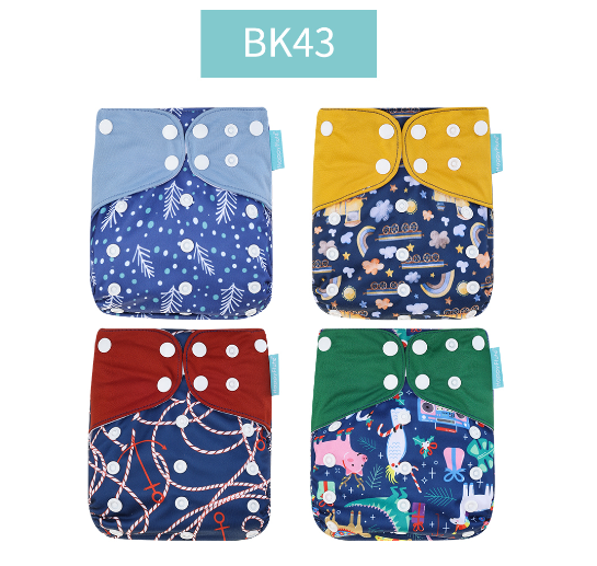 Happyflute 2023 4pcs set Washable Eco-friendly Baby Cloth Diaper Ecological Adjustable Nappy Reusable Diaper Fit 0-2year 3-15kg 06