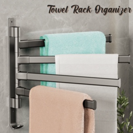 Towel Rack Rotating Swing Arm bathroom Hanger Closet Organizer Hanging Clothes Holder