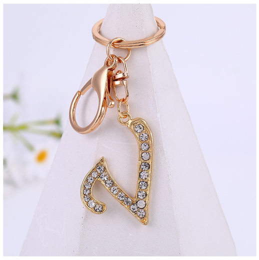 New A-Z 26 Letter Key Chains Stainless Steel Keychain Charm Fashion Accessories Key Ornaments V
