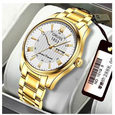 ORUSS Luxury Gold Watch for men Waterproof Dual Calendar Automatic Watch men Original Stainless Steel Fashion Men Watch Relo M3
