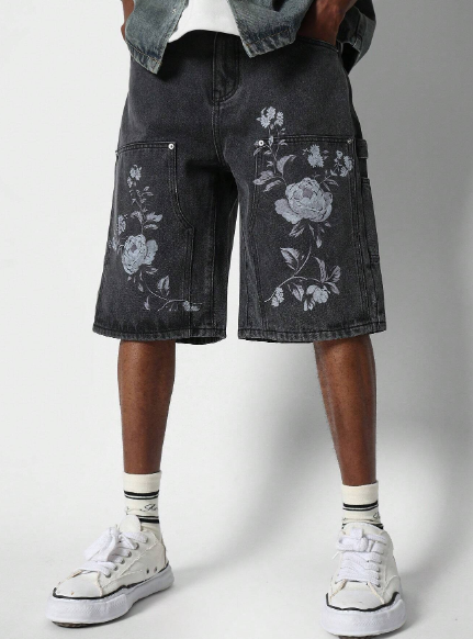 SUMWON Carpenter Denim Jort With Print