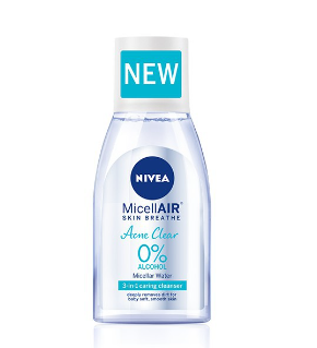 NIVEA Face Cleanser MicellAIR Acne Clear Micellar Water, Face Cleanser for Acne, 125ML