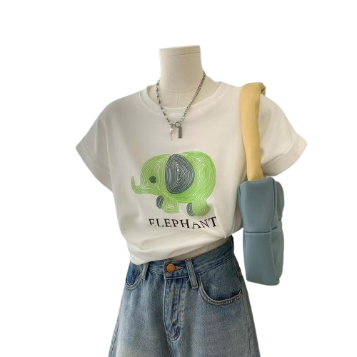 Lovito Women Casual Cartoon Pattern T-Shirt LNA39191 (White)