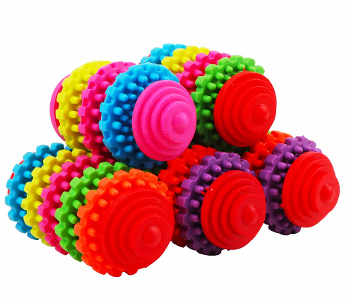 Dog Toy Ball Rubber Gear Colorful Swivel Bite Resistant Pet Toy Rubber Gear Dog Molar Ball Puppies