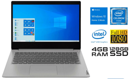 Lenovo IdeaPad 1 14″ FHD Celeron N4020 UHD 600 4GB RAM 128GB SSD Windows 10