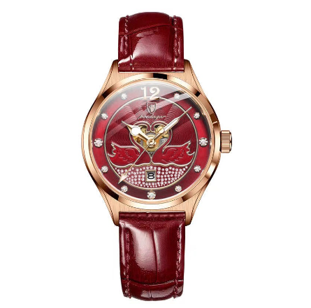 POEDAGAR casual watch for woman korean style waterproof sale original genuine leather calendar glow ultra thin quartz Watch RED