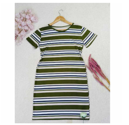 Maternity Taytay Supplier Maternity Dress/ Casual Tshirt Dress (Stripes) MD1