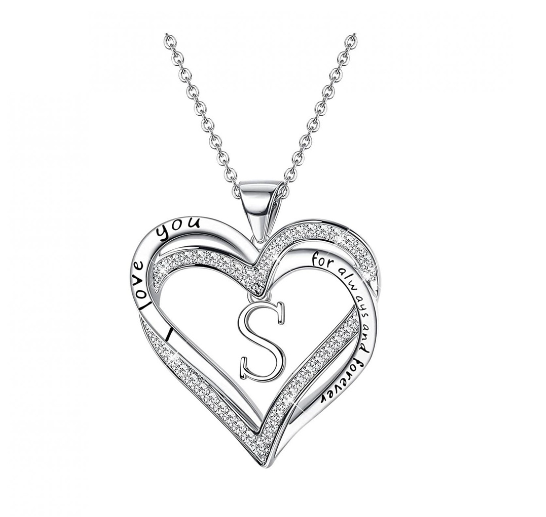 Clever Jewelry Letters Necklace A to Z Initial Heart Pendant Necklace Heart Necklace for Women Gift S
