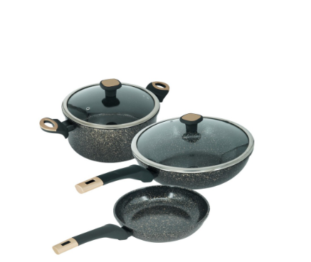 5pc Cooking Set Amercook 5pc Cookware Set 24cm Fry Pan, 24cm Casserole, 30cm Wok