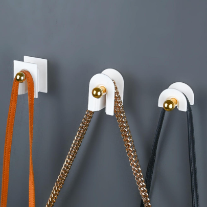 Self Adhesive Hooks, Punch Free Adhesive Door Wall Hooks for Hanging Heavy Duty, Over The Door Hooks Key Holder for Wall