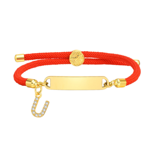 Vnox Custom Initial Letter Name Baby Bracelet Personalized Newborn Child Birth Gift Red Thread Rope Bracelet Adjustable Handchain U