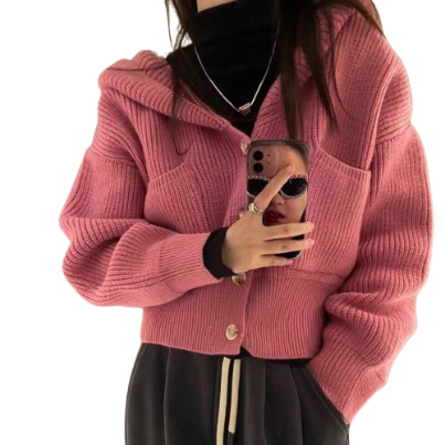 Lovito Women Casual Plain Button Front Basic Cardigans LNE29060 (Apricot/Pink/Green/Black)