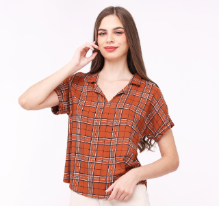 Red Girl Short Sleeves W/ Collar Blouse RSLT04-0279