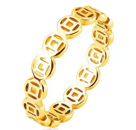 CFL Titanium Steel Gold Ring Women Lucky Charm Ring Money Catcher Coin Stainless Charm Finger Ring