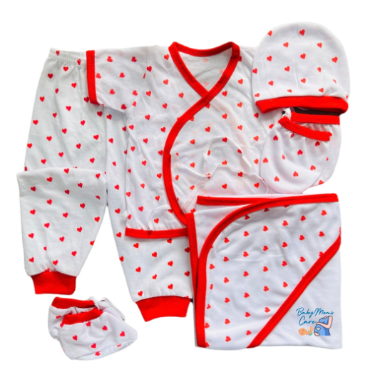 8Pcs Newborn Set Blanket Mittens Booties Bonnet Shortsleeve Pajama Essential Printed Cotton S18