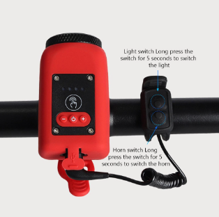 Bike Horn Electric Bike Bell with Long Range Light Bicycle Bugle Horn Ipx5 Waterproof Electric Loudspeaker 110db