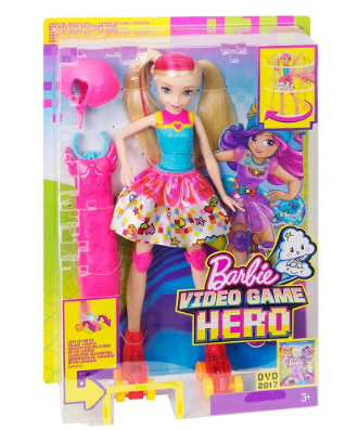 Original Barbie Video Game Hero - Light Up Skates Blonde Doll #DTW17 (Dent Box)