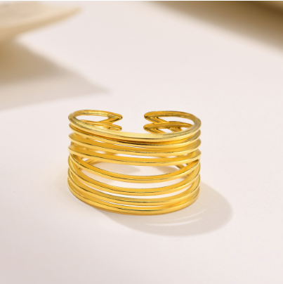 Multiline Open Rings for Women Adjustable Finger Band