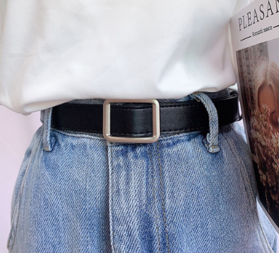 Lovito Women Casual Plain Basic Belt LFA01068 (Black)