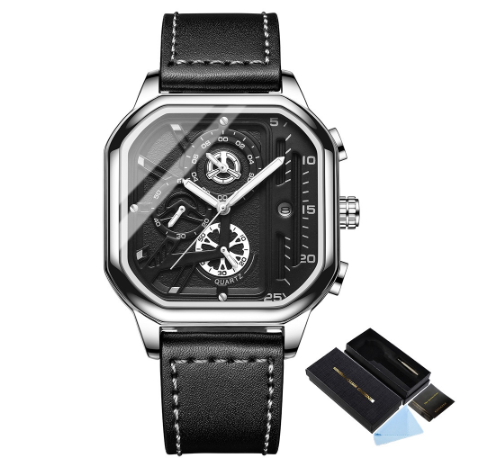 Binbond Original Luxury Square Men's Watch Student Fashion Light Luxury Non-Mechanical Quartz Stainless Steel Watch M8