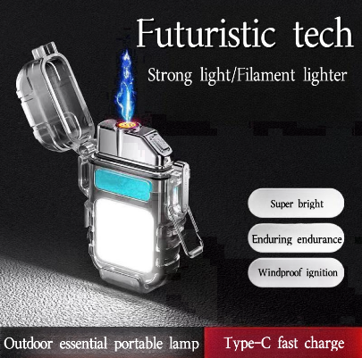 Multifunctional Usb Rechargeable Lighting Lighter Keychain Work Light Flashlight