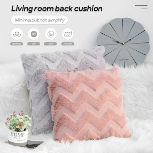 Wavy Pattern Plush Throw Pillow Case Wool Pillow Covers with Zipper Bolster PillowCases for Living