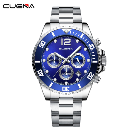 CUENA Men's Watch Original Brand Multifunction Luminous Fashion Leisure Business Stainless Steel Waterproof 6804 005