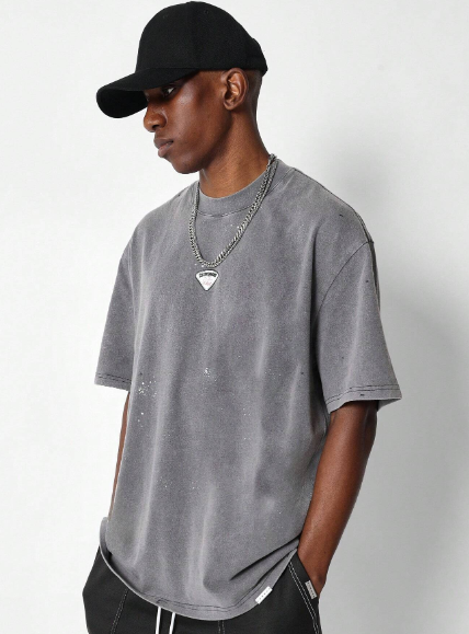 SUMWON Washed Tee With Splatter Paint College Ready