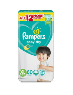 Pampers Baby Dry Taped Diapers XL 60's
