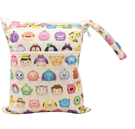 Diaper Wet Dry Bags Duble Zipper Printed Portable Waterproof Dag Storage Bag Swimwear Bag  30x36cm