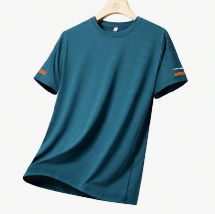 Summer Ice Silk Short Sleeve T-Shirt For Men And Women, Trendy Quick-Dry Breathable Sports Top Thin Outfit