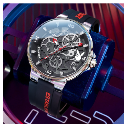 Playboy Watch For Men Waterproof Luminous Silicone Strap Original Mechanical Dial Trendy Fashion Style Men's Watch