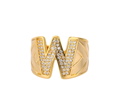 Fashion Initial Letter Rings For Women Finger Adjustable A-Z Alphabet Ring Jewelry W