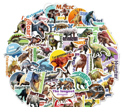 50Pcs/Set Jurassic Park cartoon graffiti waterproof stickers Dinosaur Kids Toys sticker