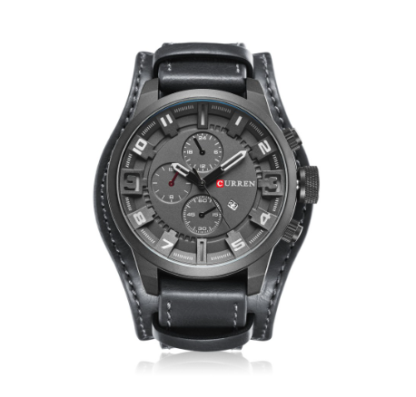Curren Men's Watch Quartz Fashion Leather Waterproof Watches with Box 8225 GRAY